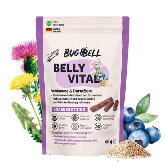 BugBell BellyVital Snack blando para perros 12×60 g – ayuda a la digestión y a la flora intestinal_0