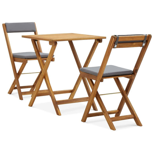 Vidaxl Mesa Y Sillas Bistró Plegables 3 Pzas Y Cojines Madera Maciza_0