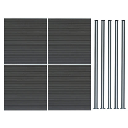 Vallas Para Exteriores De Wpc Y Aluminio - 4x Paneles + 5xpostes | Gris_0