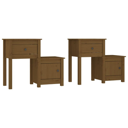 Mesitas De Noche 2 Uds Madera Pino Marrón Miel 79,5x38x65,5 Cm_0