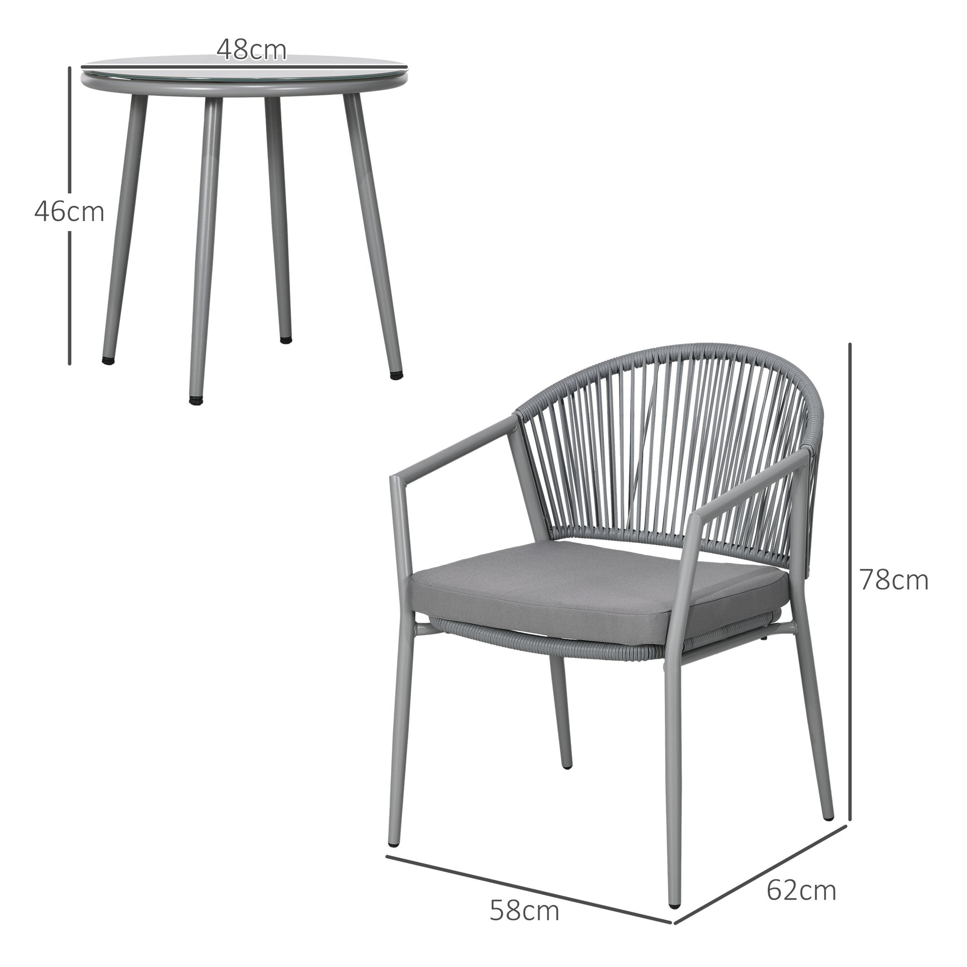 Outsunny Conjunto De Muebles De Ratán 1 Mesa Redonda Y 2 Sillas Con Cojines_2