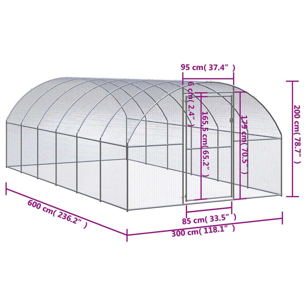 Vidaxl Gallinero De Exterior De Acero Galvanizado 3x6x2 M_2