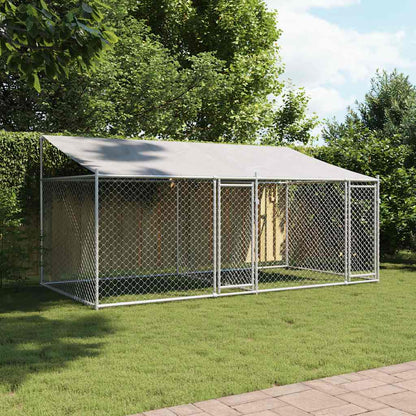 Jaula De Perros Techo Y Puertas Acero Galvanizado Gris 4x2x2 M_2