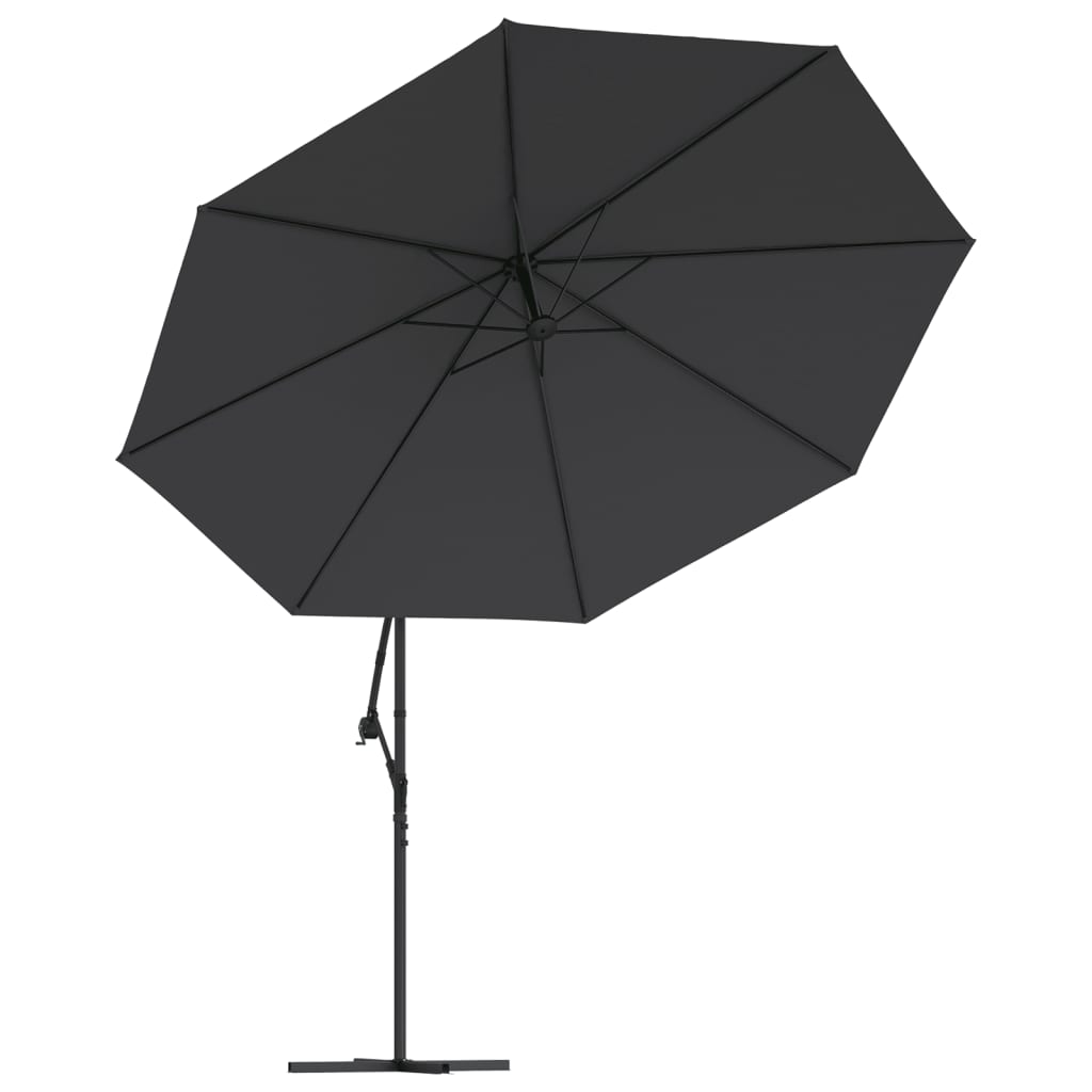 Sombrilla Voladiza De Jardín Con Poste De Aluminio Negro 350 Cm_2