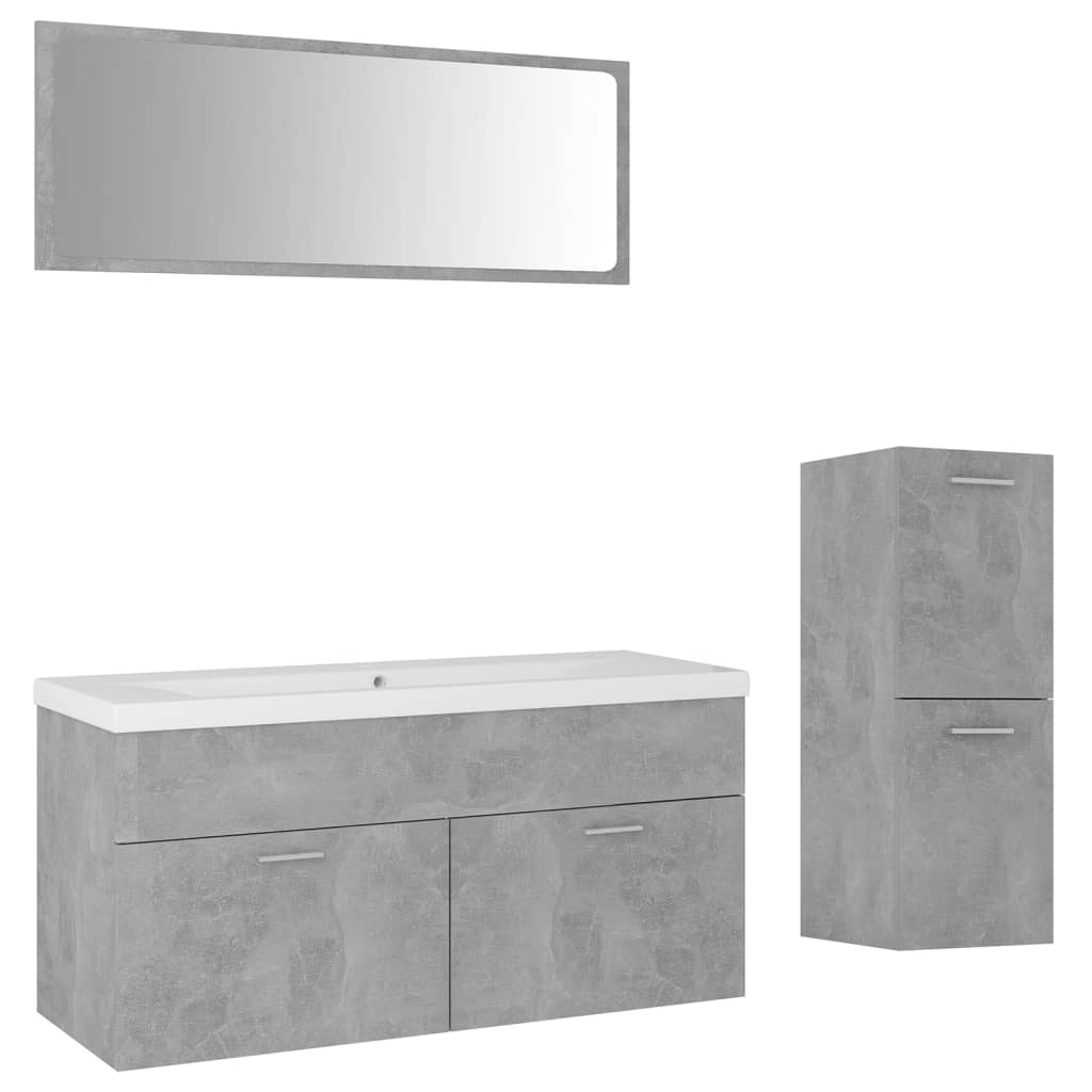 Juego De Muebles De Baño Madera De Ingeniería Gris Hormigón / Vetonek_2