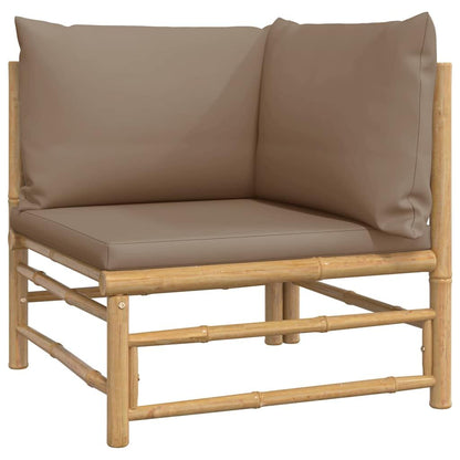 Vidaxl Set De Muebles De Jardín 2 Piezas Bambú Y Cojines Gris Taupe_3