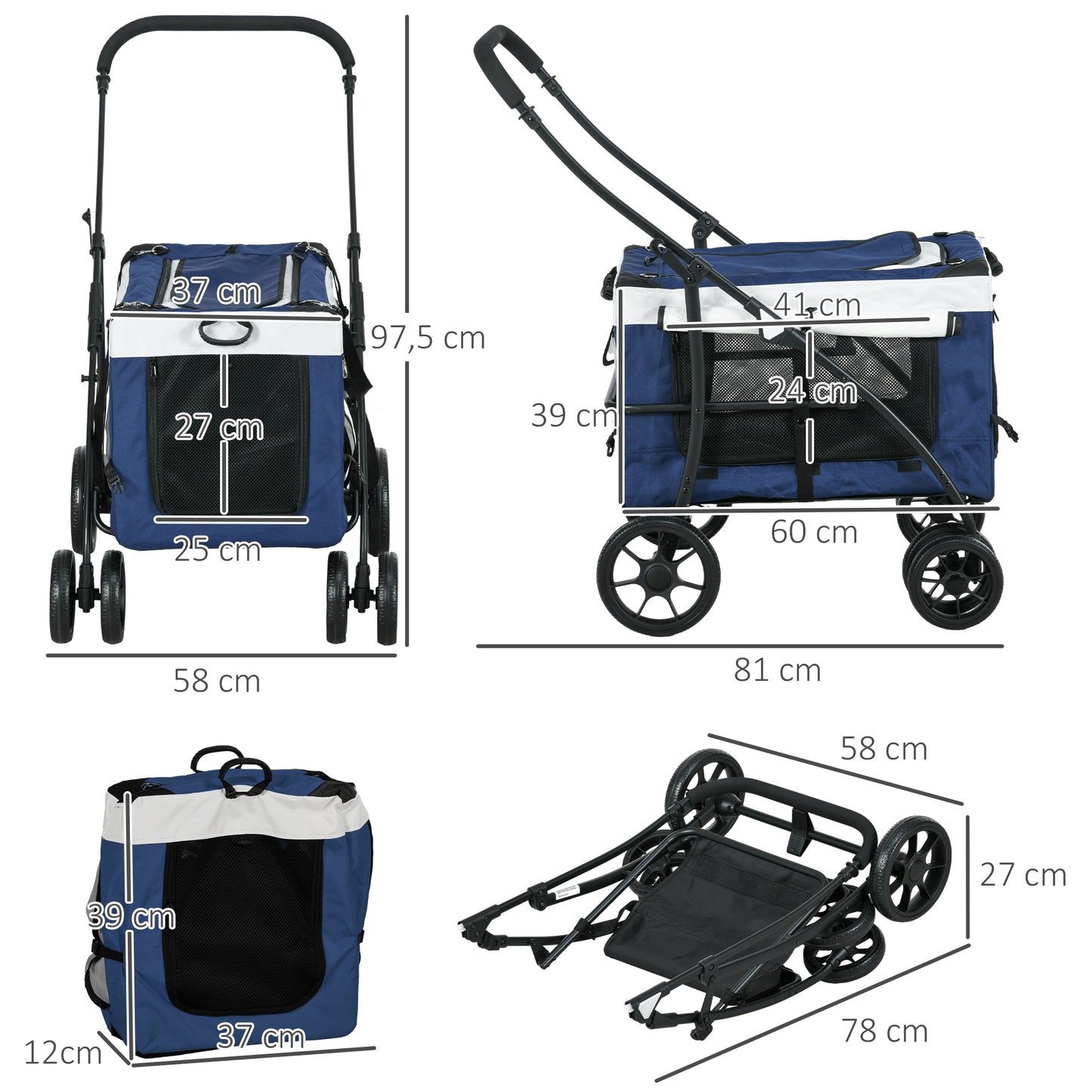 Pawhut Carrito Para Perros 4 En 1_2