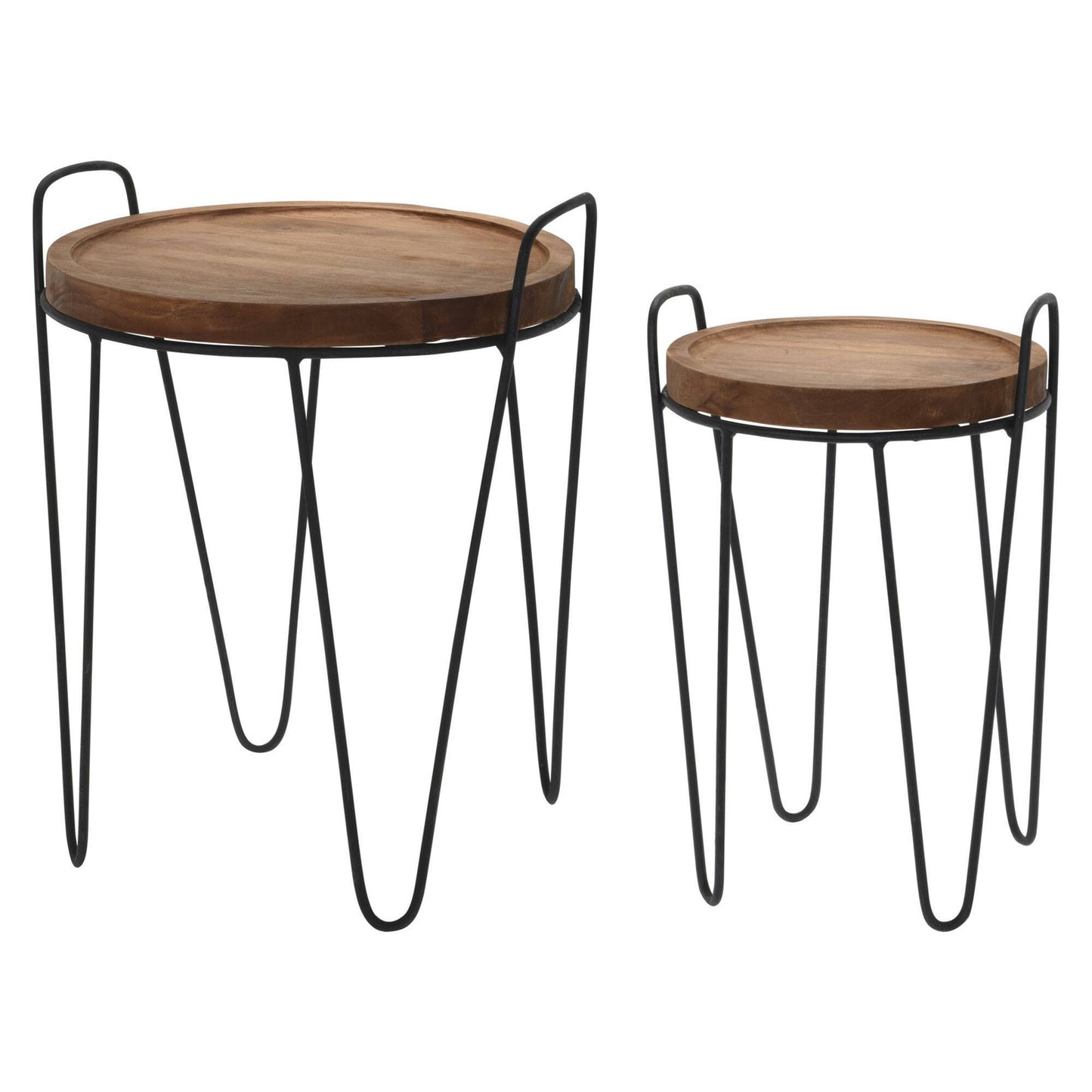 Well Home Juego De 2 Mesas Centro Color Natural Ø28ø38cm