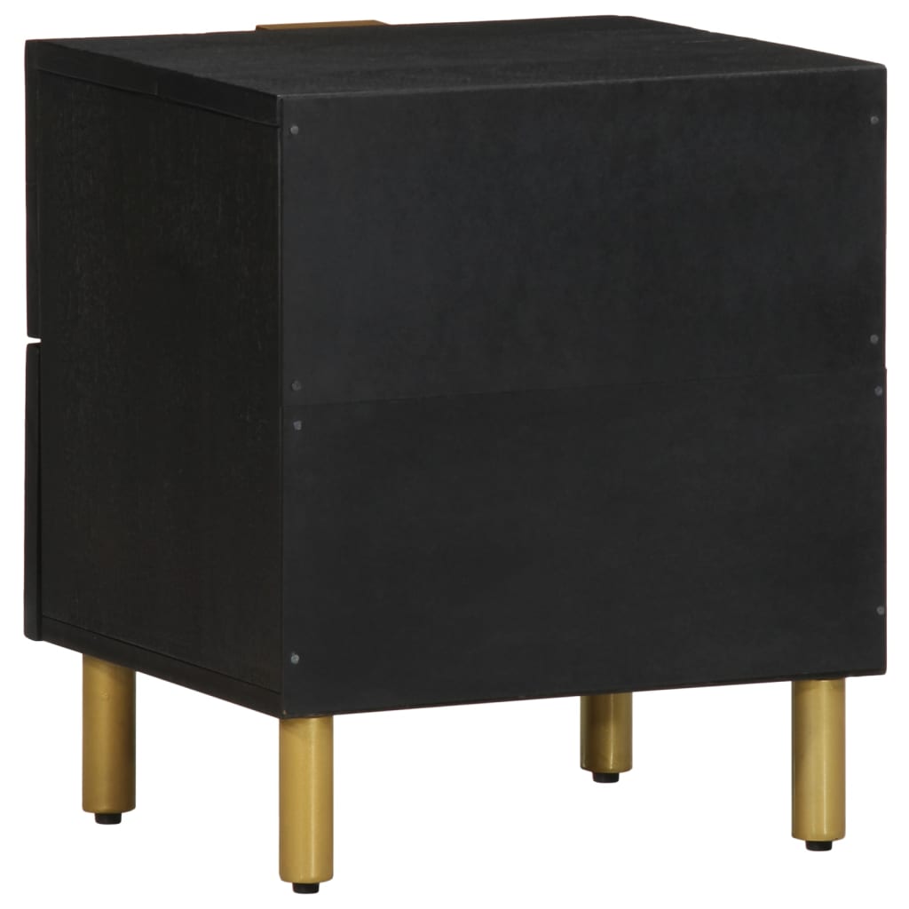 Mesita De Noche De Madera Maciza De Mango Negra 40x33x46 Cm_3