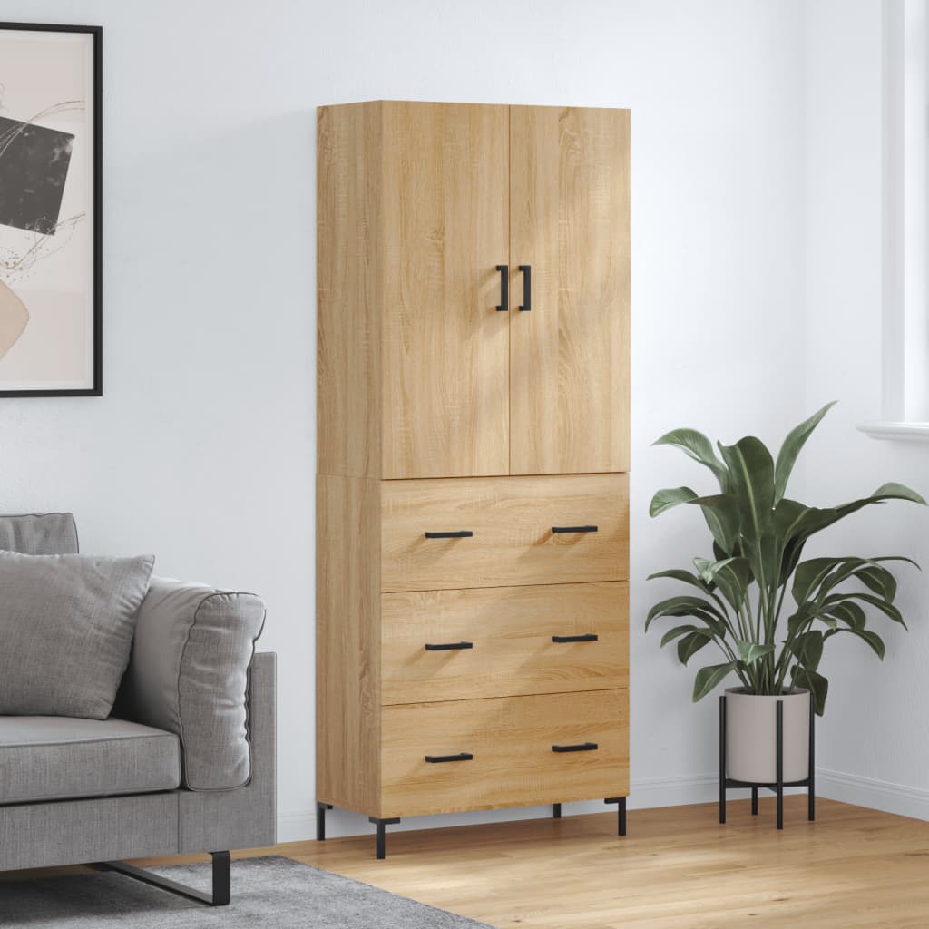 Aparador Alto Madera Contrachapada Color Roble 69,5x34x180 Cm_0