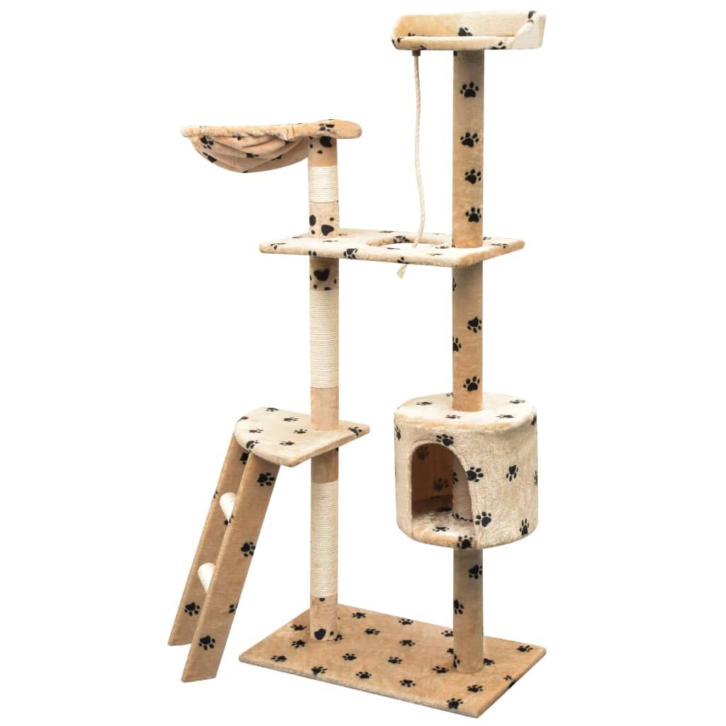 Vidaxl Rascador Para Gatos Poste Rascador De Sisal 150cm Huellas Beige_1