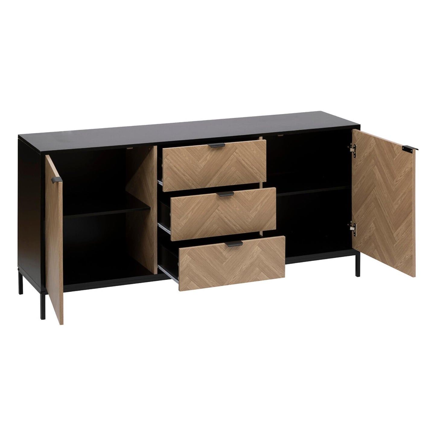 Buffet Chevrons Negro – PART BDE1 (160 x 40 x 75 cm)_1