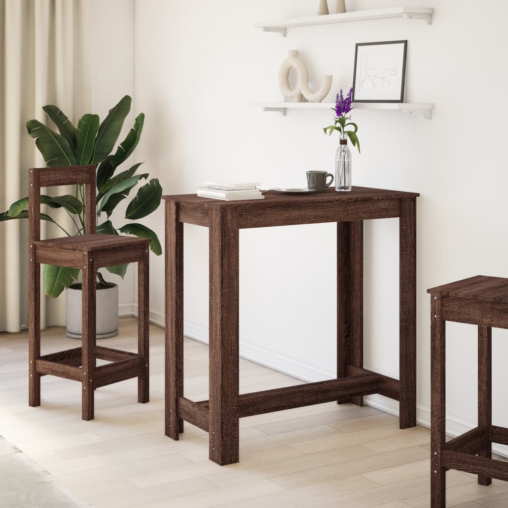 Mesa Alta De Bar Madera Ingeniería Marrón Roble 102x50x103,5 Cm_1