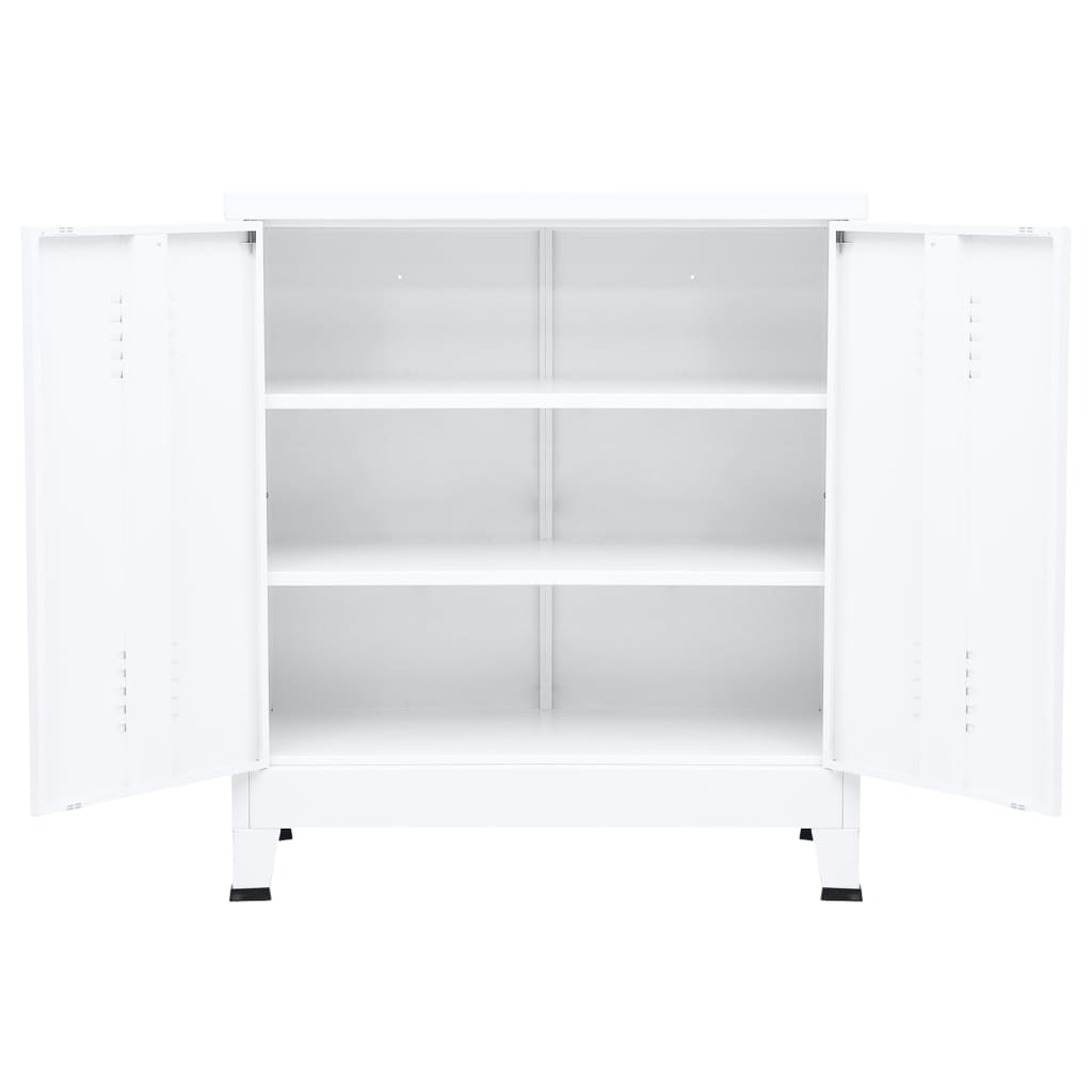 Baúl De Almacenaje Industrial Acero Blanco 90x40x100 Cm_3