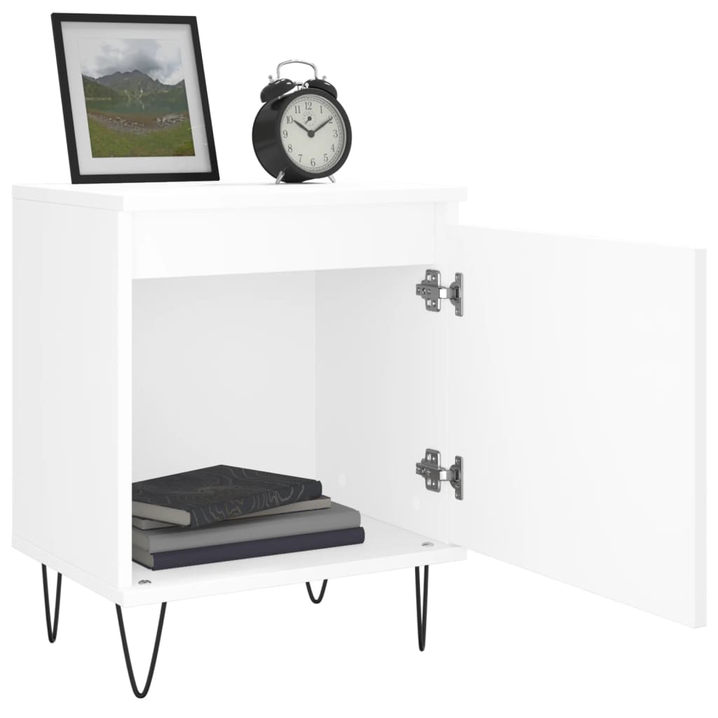 Mesita De Noche Madera De Ingeniería Blancp 40x30x50 Cm_2