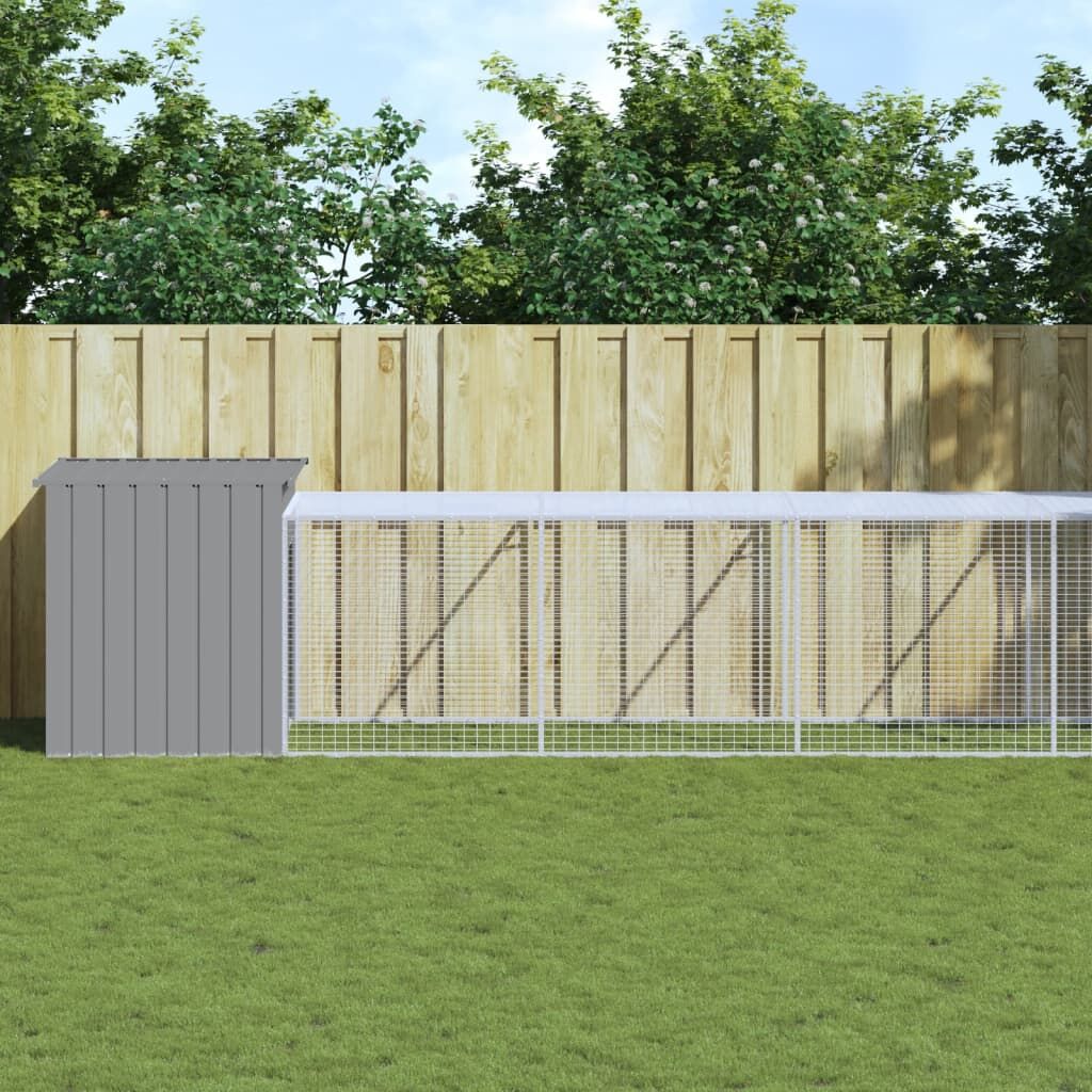 Vidaxl Gallinero Y Corral Acero Galvanizado Gris Claro 110x1221x110 Cm_1
