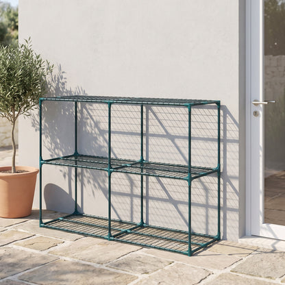 Outsunny Soporte Para Plantas De 3 Niveles De Acero 143x48x100 Cm Verde Oscuro_1