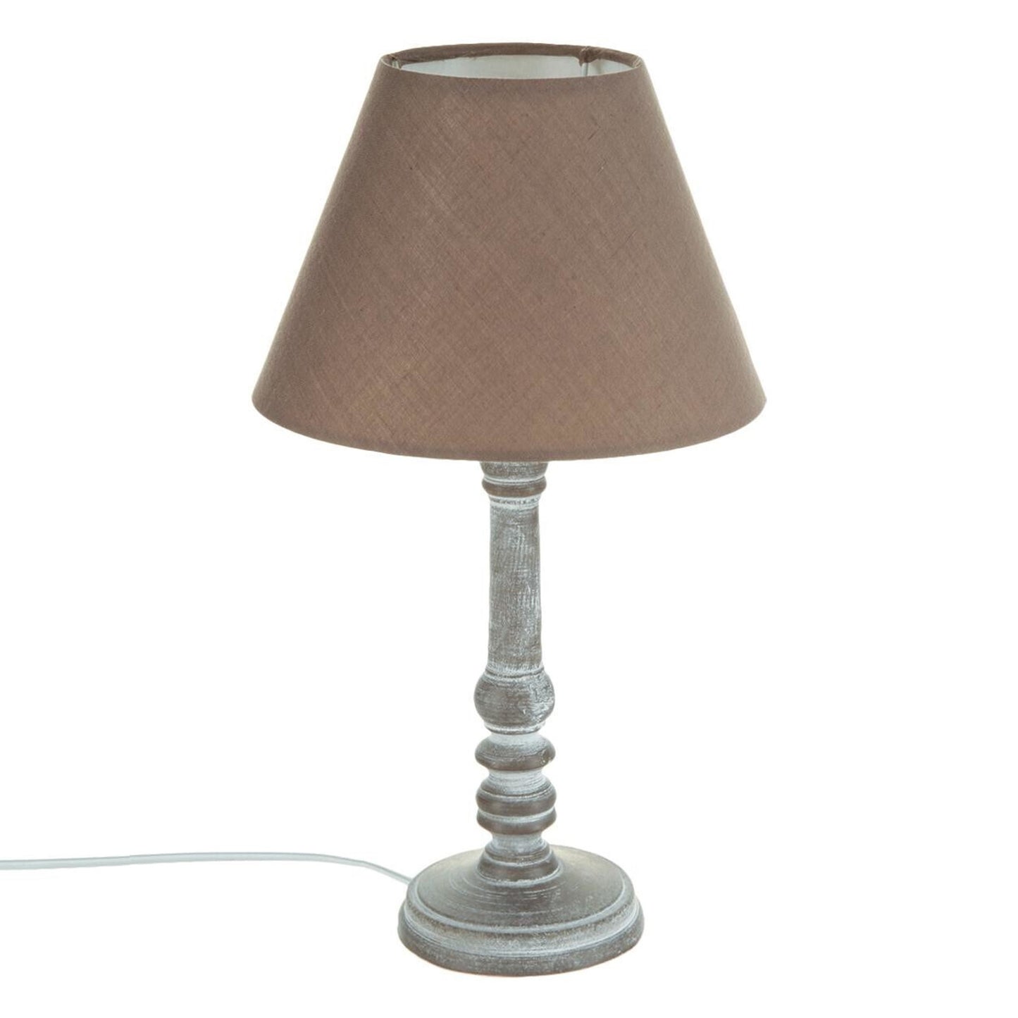 Well Home - Lámpara De Mesa De Madera Color Taupé Ø20x36cm_0