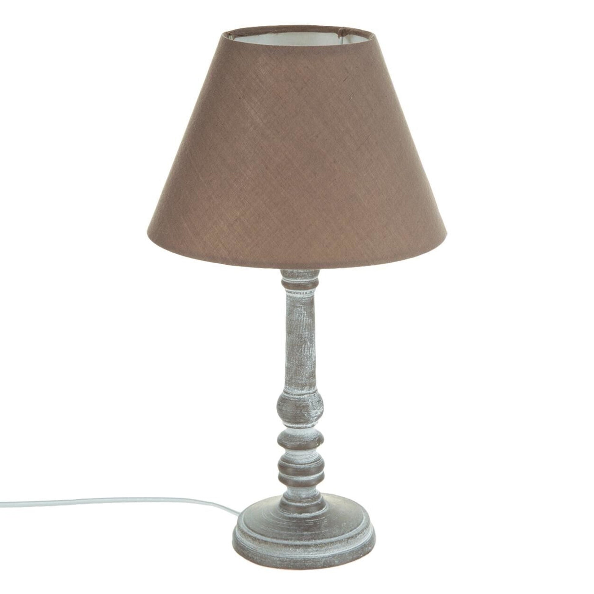 Well Home - Lámpara De Mesa De Madera Color Taupé Ø20x36cm_0