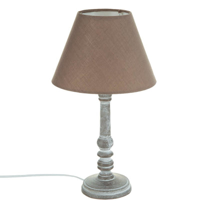 Well Home - Lámpara De Mesa De Madera Color Taupé Ø20x36cm_0