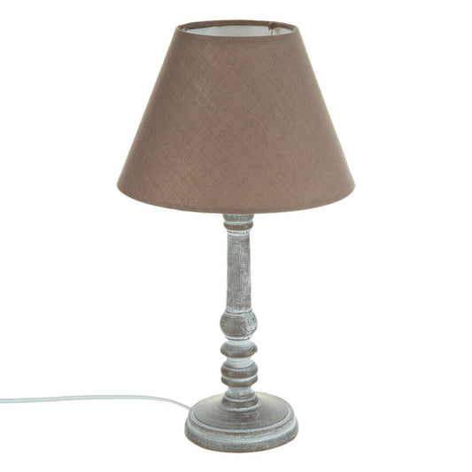 Well Home - Lámpara De Mesa De Madera Color Taupé Ø20x36cm