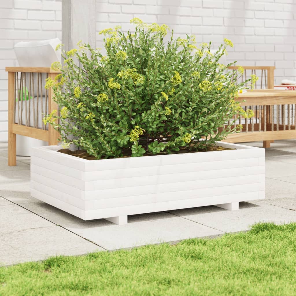 Jardinera De Madera Maciza De Pino Blanco 90x40x26,5 Cm_2