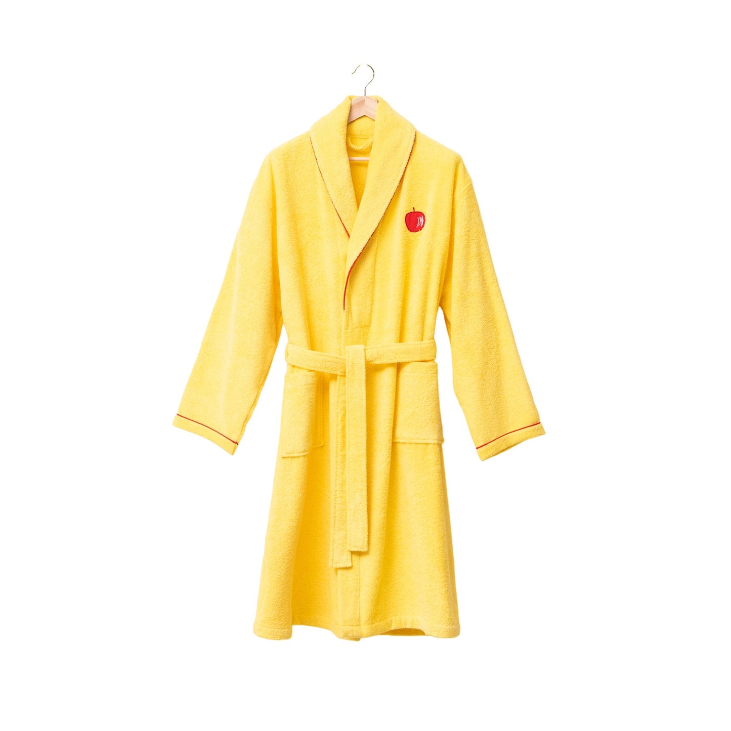 Albornoz L/xl 380gsm 100%algodon Amarillo Con Manzana Roja Benetton Fruits Be_1