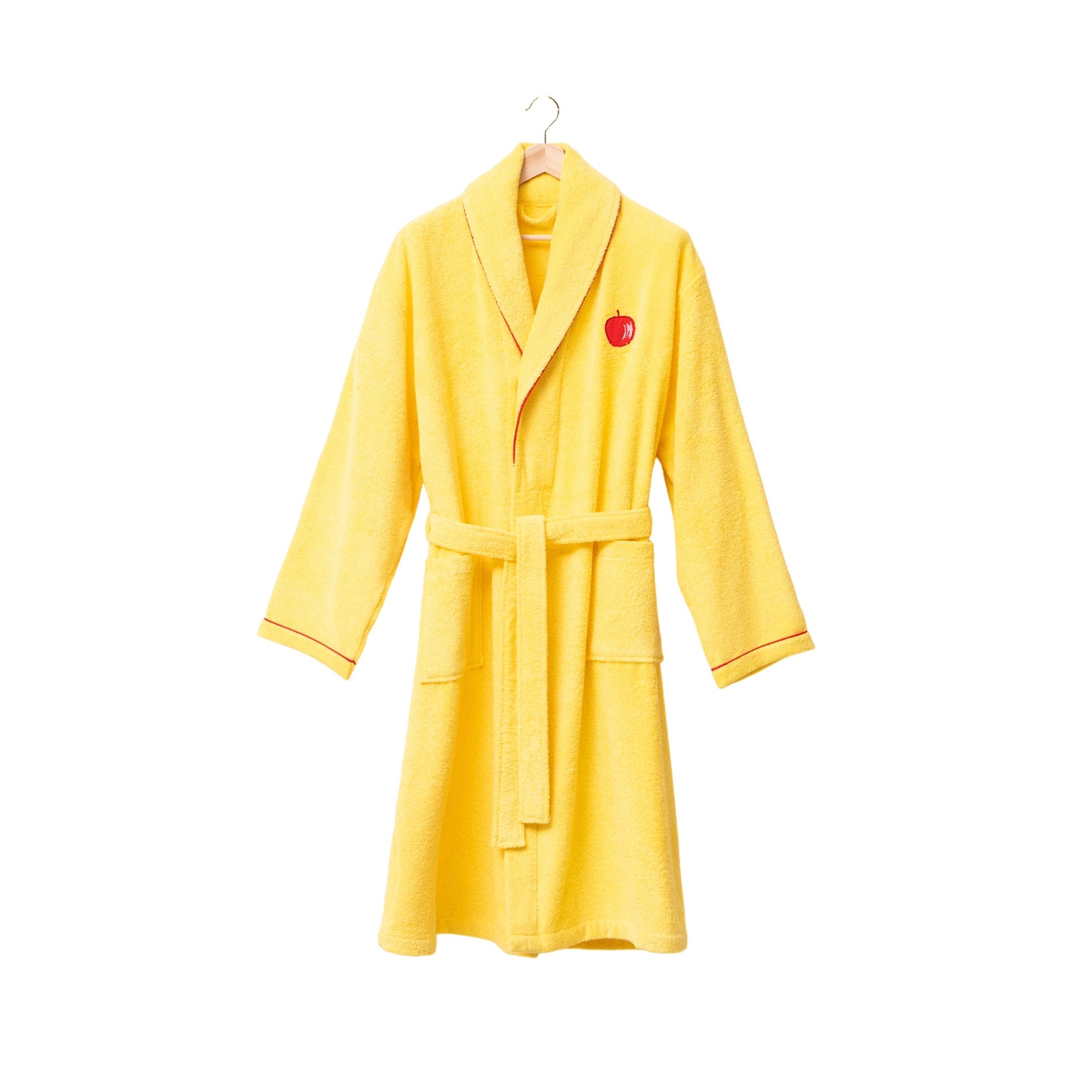 Albornoz L/xl 380gsm 100%algodon Amarillo Con Manzana Roja Benetton Fruits Be_1