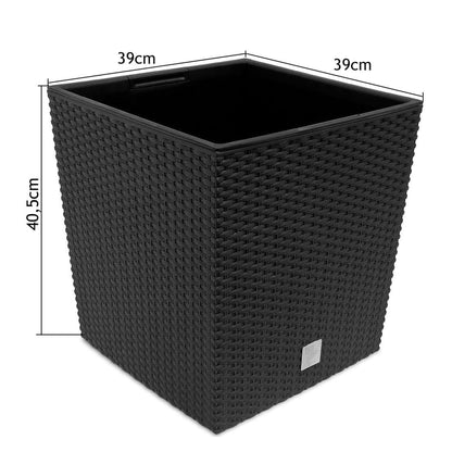2 Unidades De Maceta Rato 64 Litros Con Cubilete Para Plantar En Color Antracita 40 X 40 X 41 Cm.