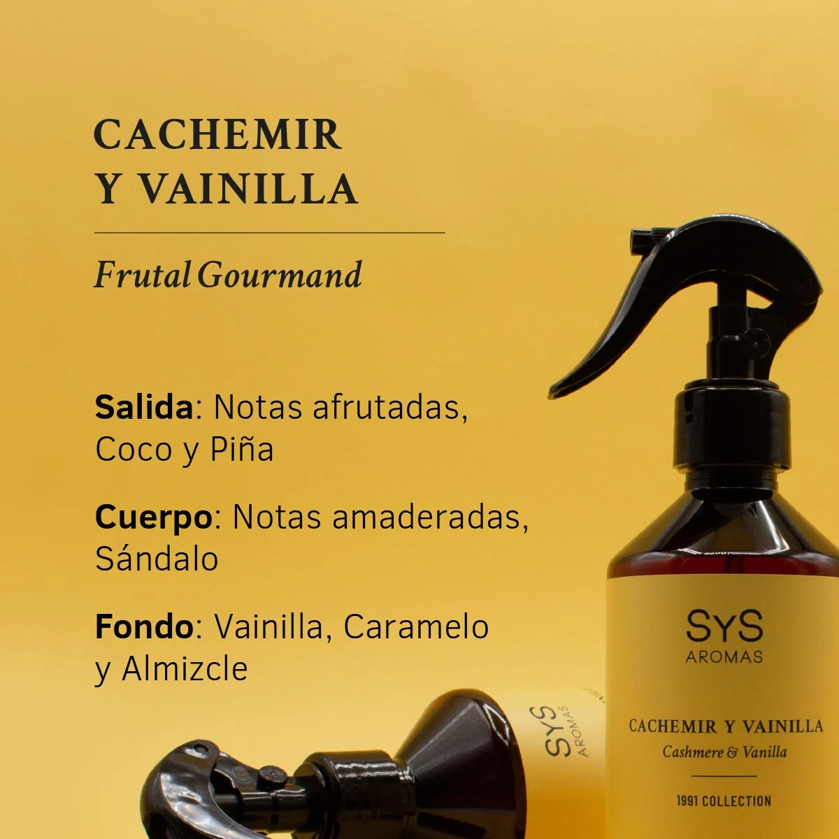 Ambientador Pulverizador Cachemir y Vainilla SYS Aromas 300 ml | Colección 1991 | Aroma Dulce y Cálido | Reconfortante_2