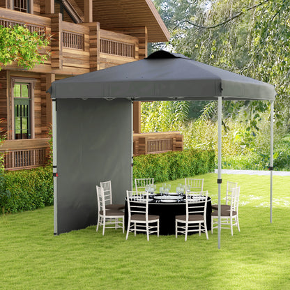 Outsunny Carpa Plegable 2,5x2,5 M Con 1 Pared Lateral Altura Ajustable Gris_3