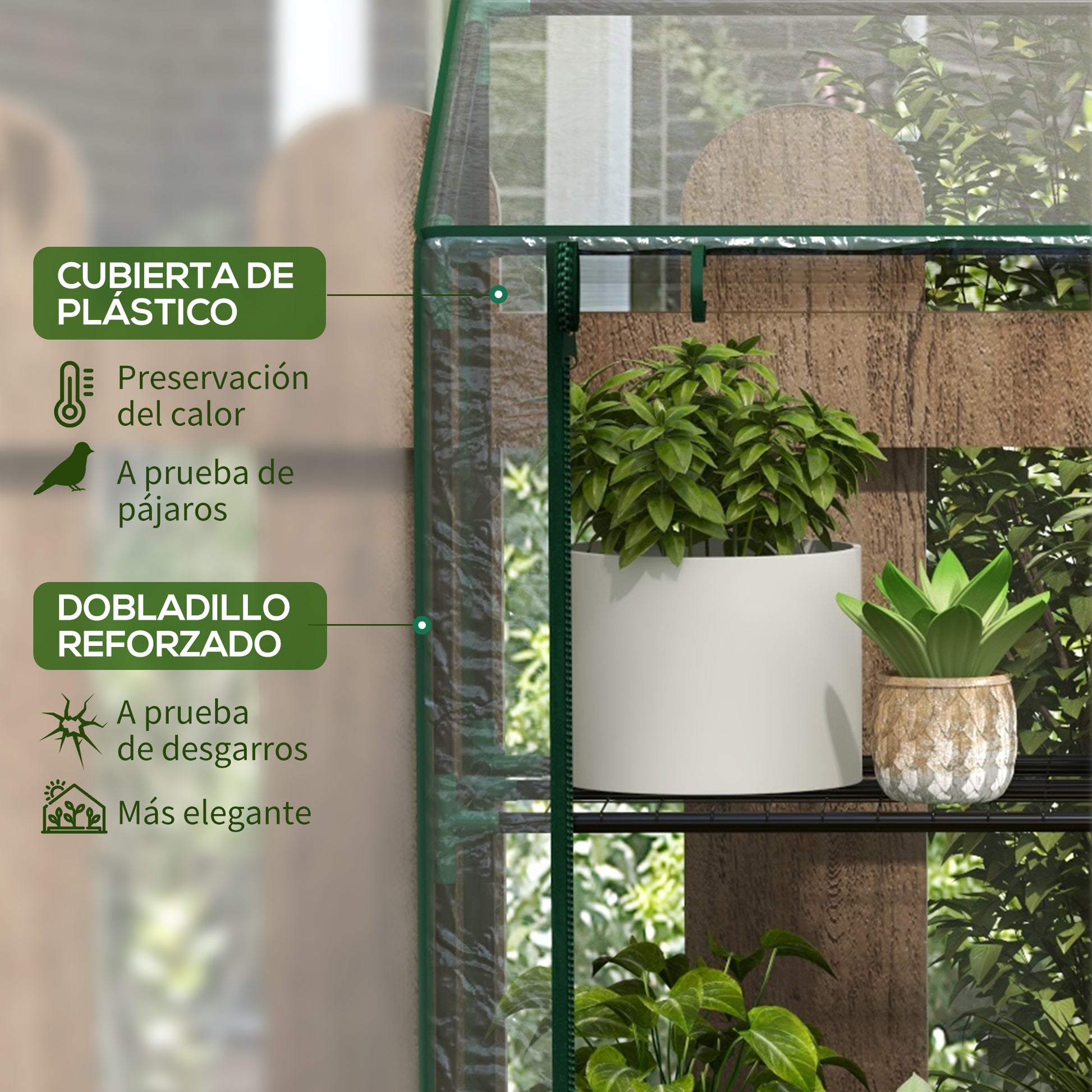 Outsunny Invernadero De Jardín De 3 Niveles 143x46x141/151 Cm Transparente_3
