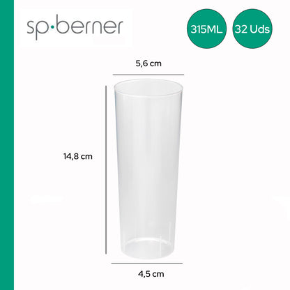 Pack De 32 Vasos Tubo Reutilizable 315ml