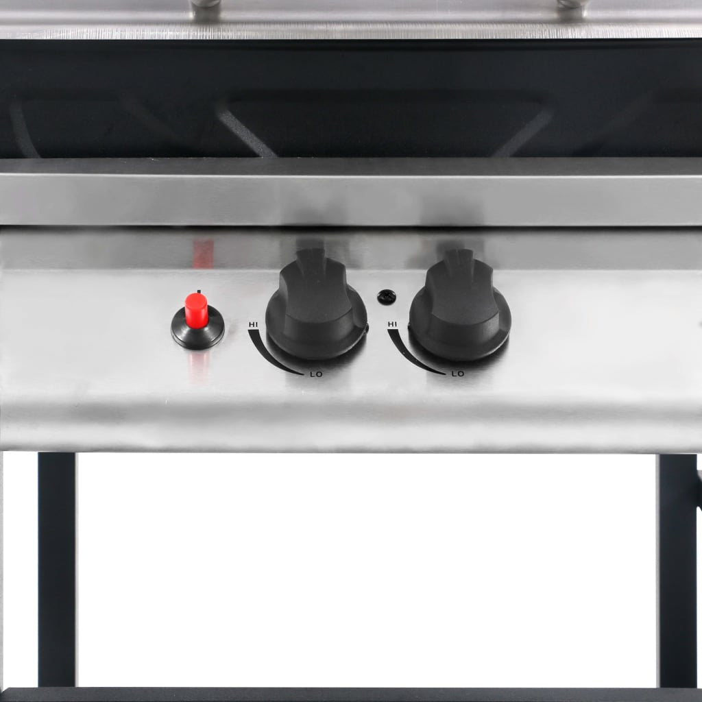 Vidaxl Barbacoa Portátil De Gas Con Mesita 3 Estantes Negro Y Plateado_4