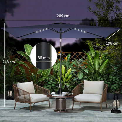 Outsunny Sombrilla Terraza Exterior Con 24 Luces Led Solares 2,9x2,5 M Azul_2