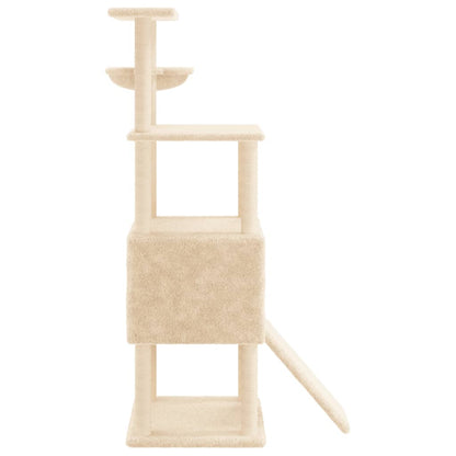 Rascador Para Gatos Con Postes De Sisal Crema 153 Cm_4
