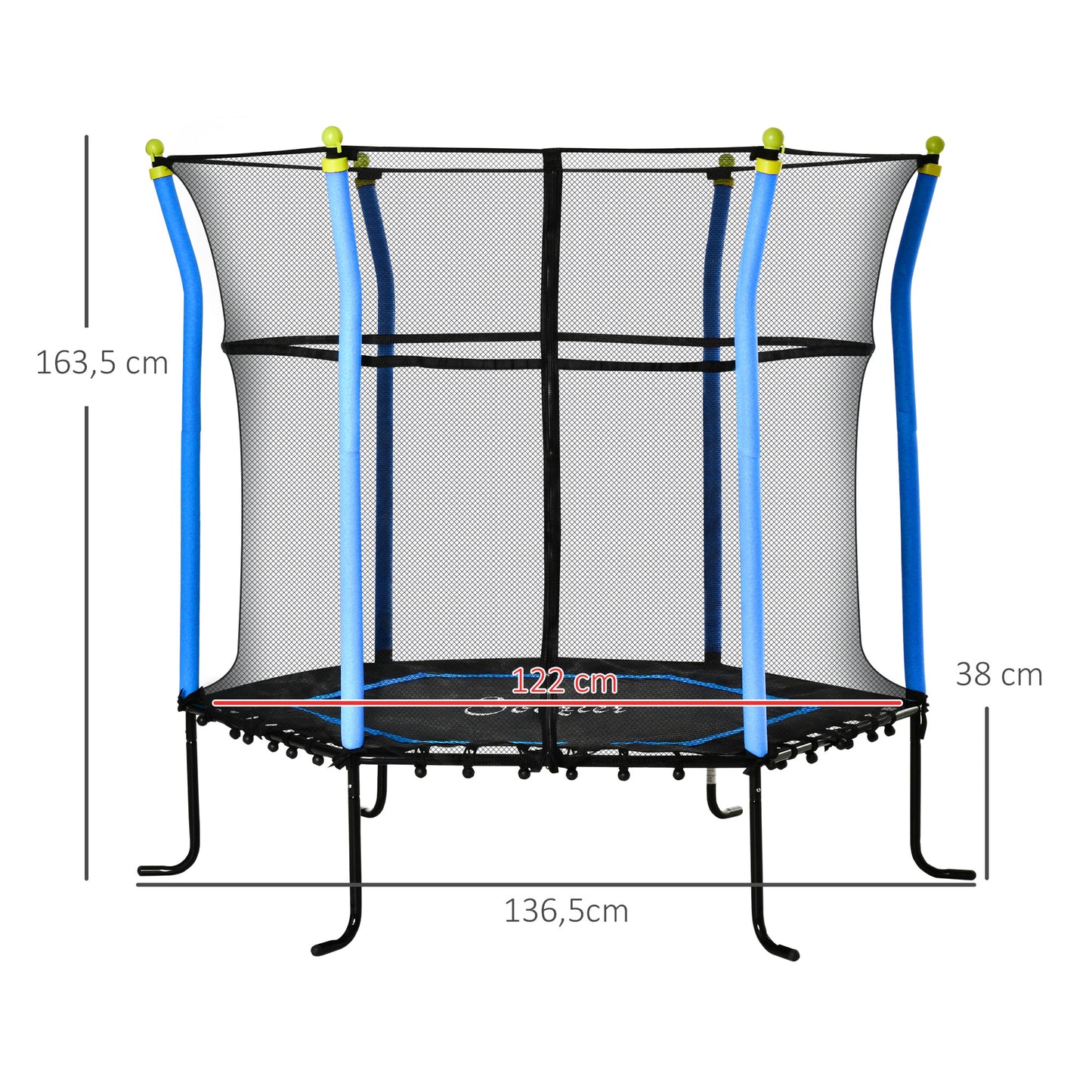 Homcom Trampolín Infantil Con Red De Seguridad Ø163,5x163,5 Cm Azul_2