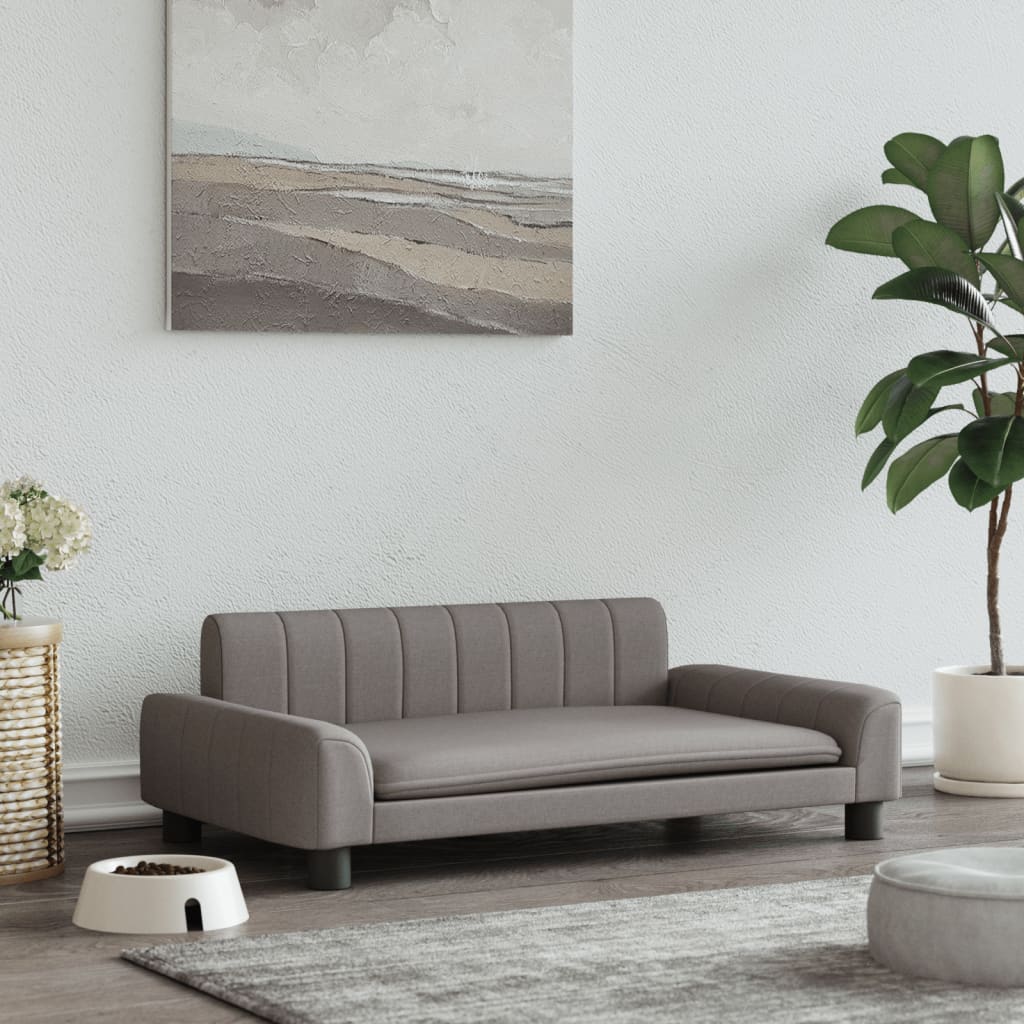Cama Para Perros De Tela Gris Taupe 90x53x30 Cm / Vetonek_4