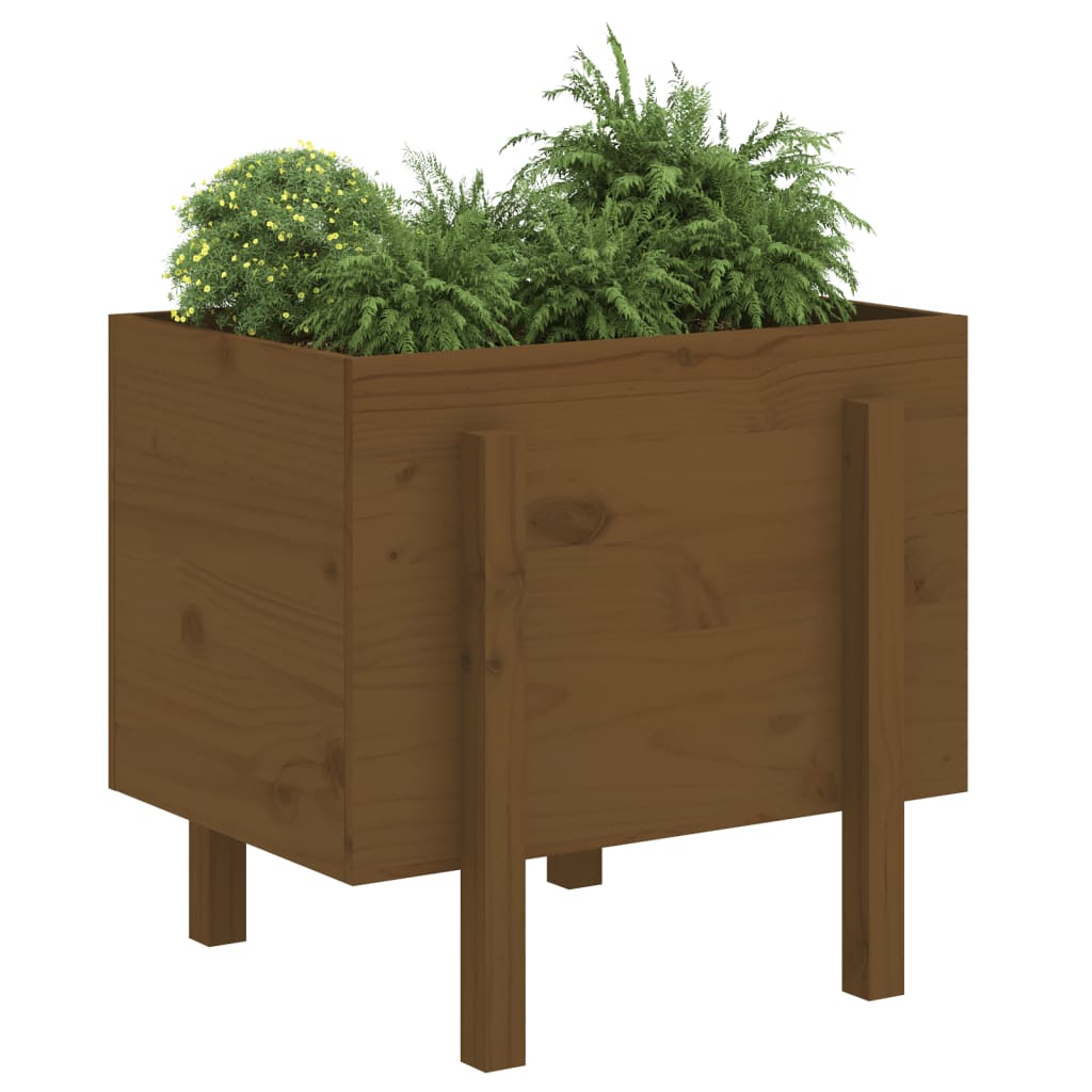 Jardinera De Madera Maciza De Pino Marrón Miel 62x50x57 Cm_2