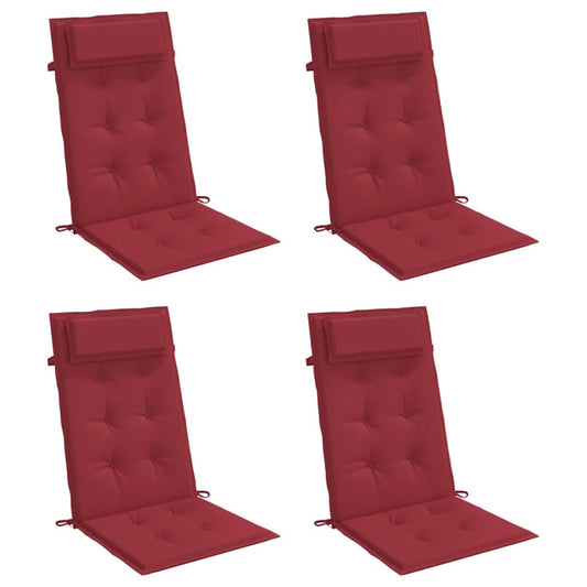 Vidaxl Cojines De Silla Con Respaldo Alto 4 Uds Tela Oxford Rojo Tinto_0