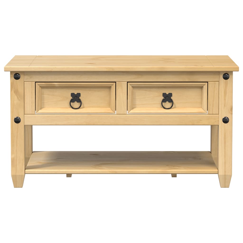 Mesa De Centro Cajones Corona Madera Maciza De Pino 85x50x45 Cm_2