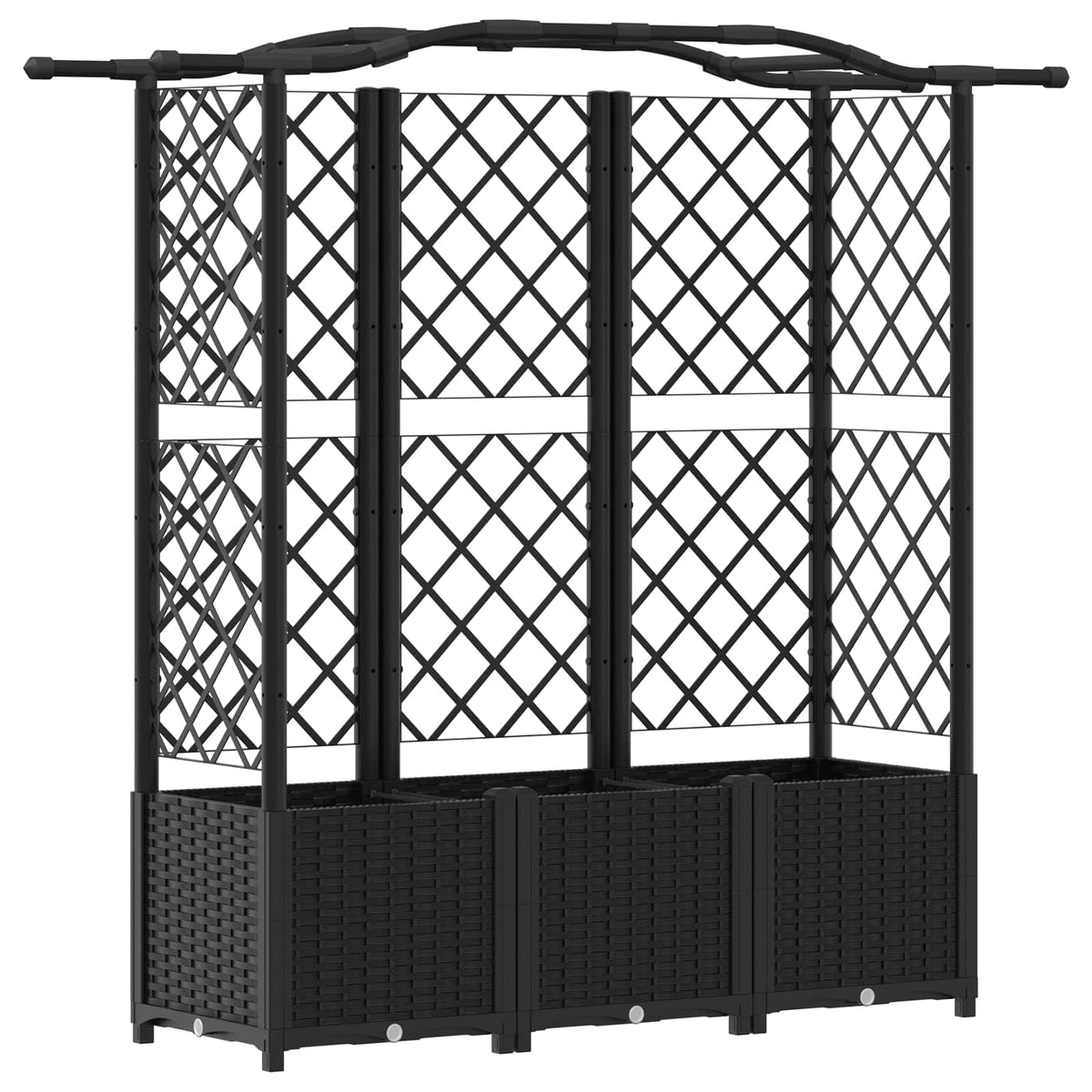 Cama Elevada Con Trellis Y Techo Negro 163 X 40 X 138 Cm Pp_0