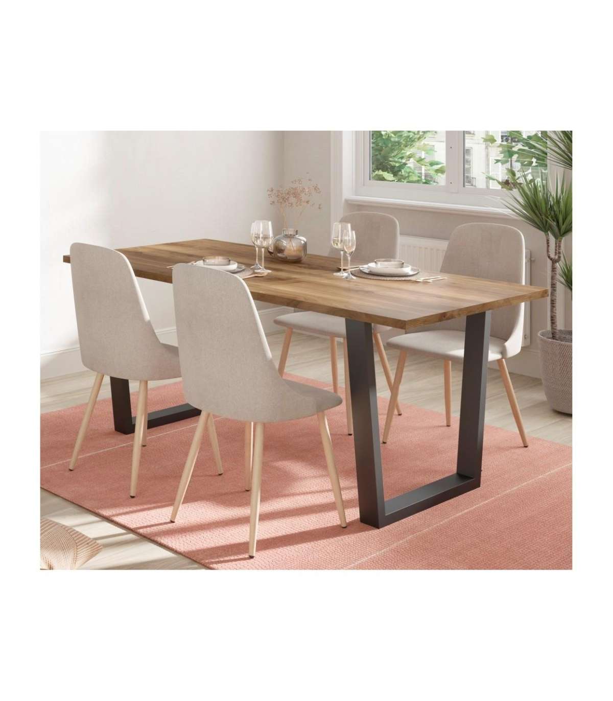 Mesa Comedor Rectangular Fauna Acabado Nogal, 75cm(alto) 180cm(ancho) 90cm(largo)_4