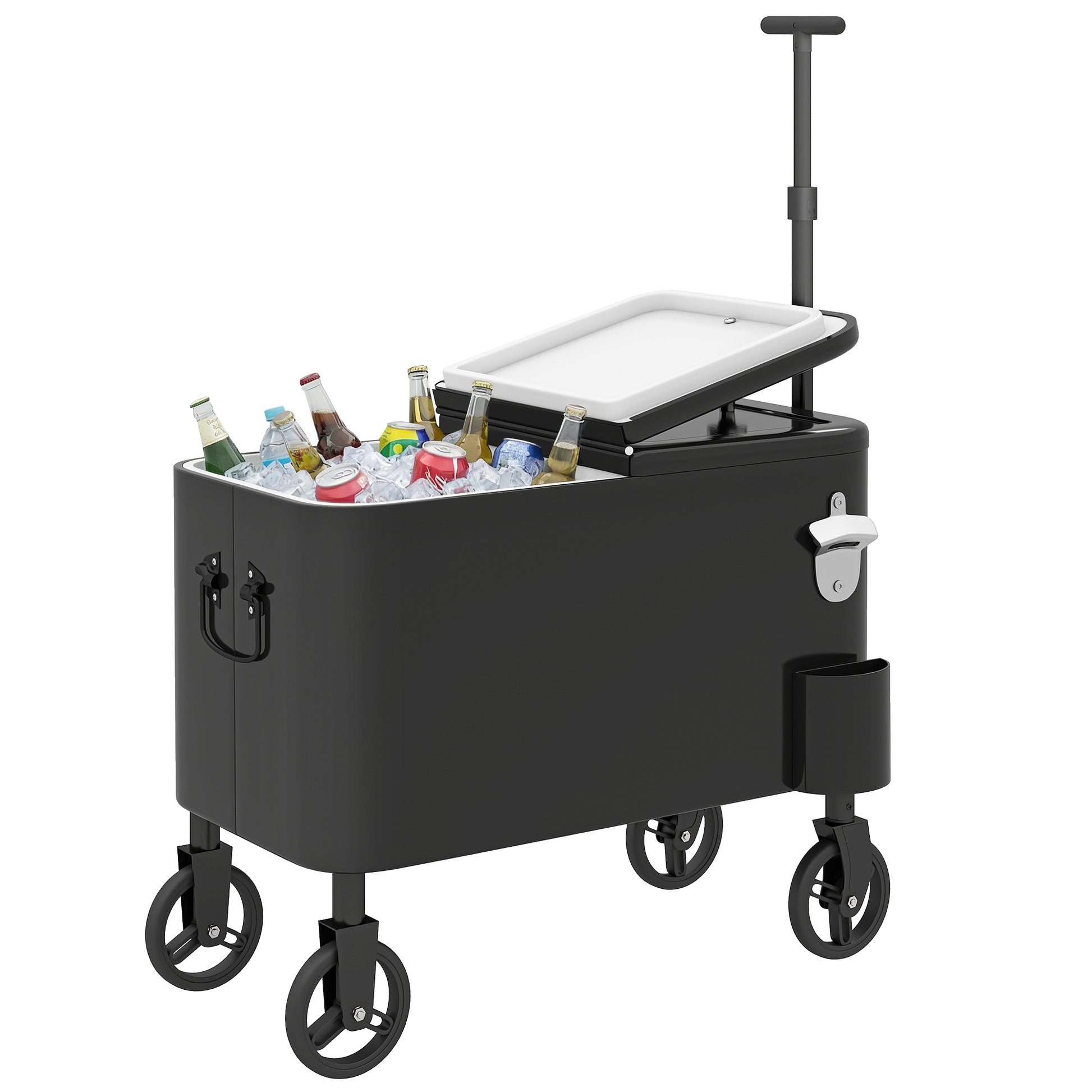 Outsunny Carrito Nevera De 56l Con Ruedas_0