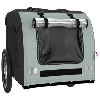 Vidaxl Remolque De Bicicleta Mascotas Hierro Tela Oxford Gris Negro_4