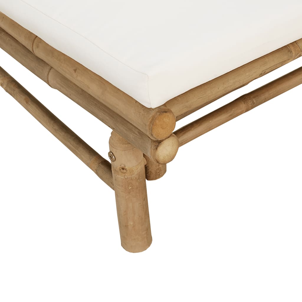 Vidaxl Set De Muebles De Jardín 2 Piezas Bambú Y Cojines Blanco Crema_5