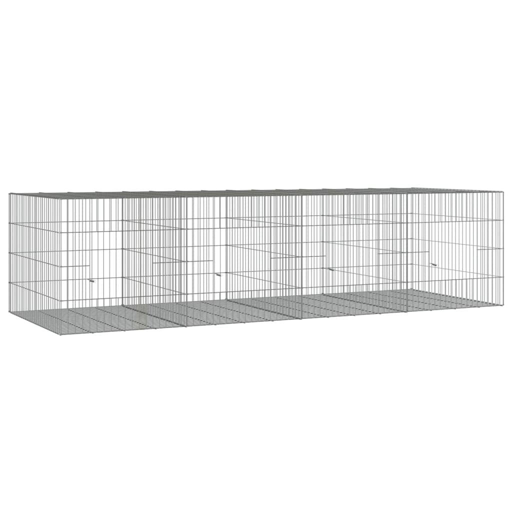Vidaxl Jaula Para Conejos 4 Paneles Hierro Galvanizado 217x79x54 Cm_0
