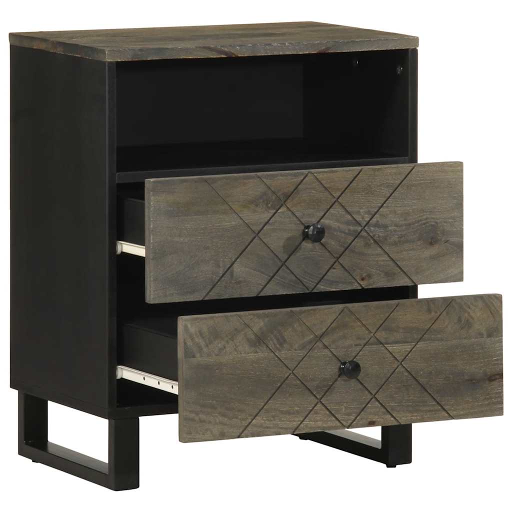 Mesilla De Noche Negra 50x33x62 Cm Madera Maciza Mango_0