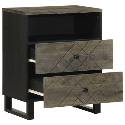Mesilla De Noche Negra 50x33x62 Cm Madera Maciza Mango_0