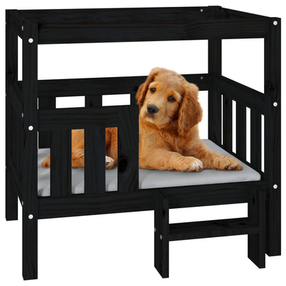 Vidaxl Cama Para Perros Madera Maciza De Pino Negro 75,5x63,5x70 Cm_3